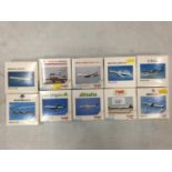 TEN ASSORTED HERPA BOXED AEROPLANE MODELS - SCALE 1:500