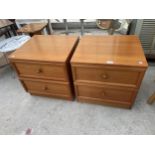 TWO G PLAN RETRO TEAK BEDSIDE CHESTS OF TWO DRAWERS