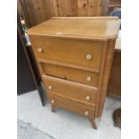 A MID 20TH CENTURY LIGHT OAK CHEST OF FOUR DRAWERS, 28" WIDE