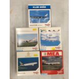 FIVE BOXED HERPA WINGS COLLECTION MODEL AEROPLANES - SCALE 1:500