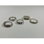 FIVE ASSORTED SILVER RINGS