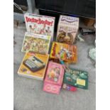AN ASSORTMENT OF VINTAGE AND RETRO GAMES TO INCLUDE BUCK-A-ROO AND DOCTOR DOCTOR ETC