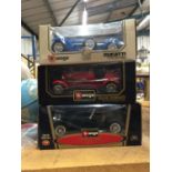 THREE BOXED BURGATO CARS