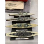 FOUR MODELS OF WARSHIP,S - BISMARCK, HMS PRINCE OF WALES, TIRPITZ, SCHARNHORST