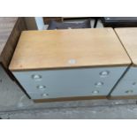 A PAINTED CHEST OF THREE DRAWERS, 32" WIDE