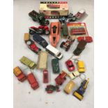 A QUANTITY OF DIE-CAST VEHICLES TO INCLUDE A DINKY TOYS PINK PANTHER CAR, CORGI VANS, MOTOR BIKES,