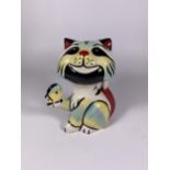 A LORNA BAILEY POTTERY CAT - BUTTERFLY CAT