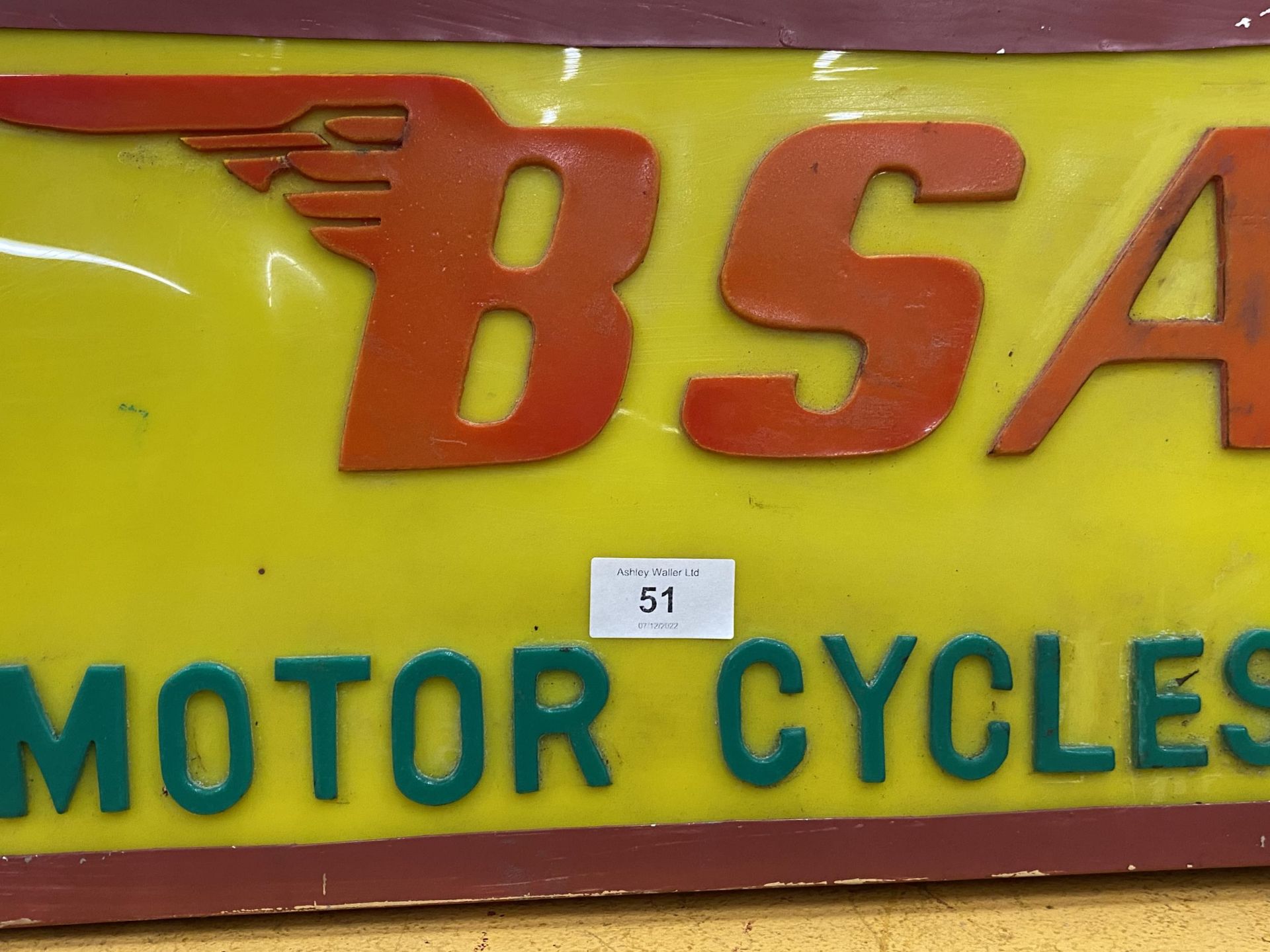 A BSA MOTOR CYCLES ILLUMINATED BOX SIGN - Image 2 of 2