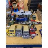 A LARGE QUANTITY OF VARIOUS CARS TO INCLUDE MINIS, LANDROVER, A TRACTION ENGINE AND A PLANE