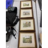 FOUR SMALL FRAMED PRINTS - RIBER CASTLE, ASHFORD IN THE WATER, BONSALL CROSS AND HIGH TOR, ALL BY