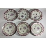 A SET OF SIX EARLY-MID 19TH CENTURY PORCELAIN HAND PAINTED DISHES, UNMARKED, DIAMETER 23CM