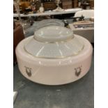 A 1920'S GLASS CEILING LIGHT SHADE DIAMETER APPROX 32CM