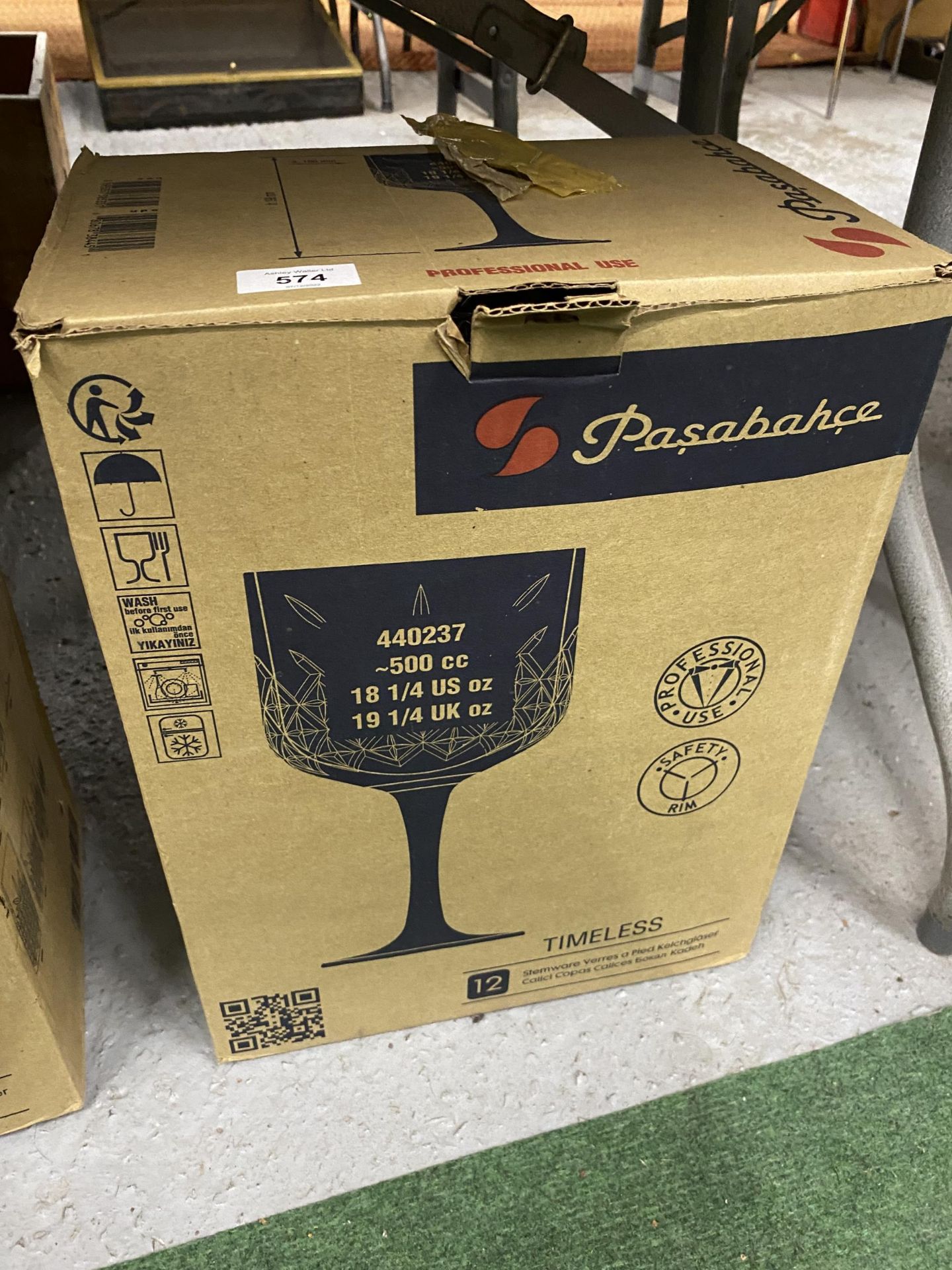 A BOX OF 12 PASABAHCE GLASSES