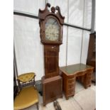 A VICTORIAN MAHGOANY EIGHT-DAY LONGCASE CLOCK WITH PAINTED ENAMEL DIAL, BY THOS. METCALFE, STOCKTON