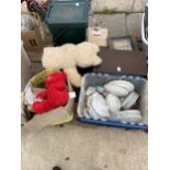 AN ASSORTMENT OF HOUSEHOLD CLEARANCE ITEMS TO INCLUDE CERAMICS AND TEDDIES ETC