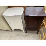 AN EDWARDIAN POT CUPBOARD AND WHITE PAINTED LOCKER