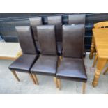 SIX MODERN HI BACKED LEATHERETTE DINING CHAIRS
