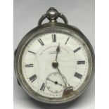 A HALLMARKED CHESTER SILVER POCKET WATCH FOR SPARES OR REPAIR