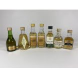 7 X ASSORTED WHISKY MINIATURES TO INCLUDE OBAN 12 YEAR OLD, HOUSE OF COMMONS 12 Y/O & 2 X