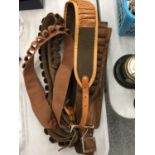 FOUR LEATHER AND CANVAS CARTRIDGE BELTS