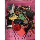 A LARGE QUANTITY OF PLAYWORN DIECAST VEHICLES TO INCLUDE MATCHBOX, CORGI ETC