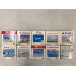 TEN ASSORTED HERPA BOXED AEROPLANE MODELS - SCALE 1:500