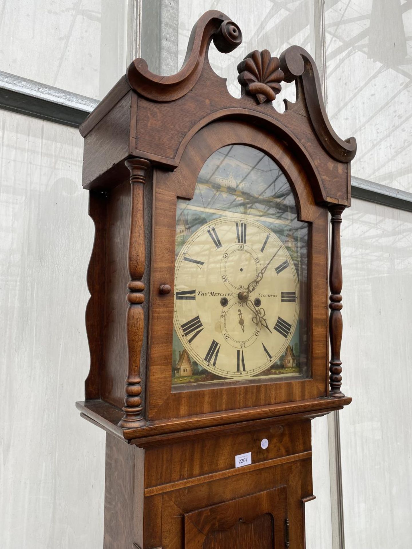 A VICTORIAN MAHGOANY EIGHT-DAY LONGCASE CLOCK WITH PAINTED ENAMEL DIAL, BY THOS. METCALFE, STOCKTON - Image 2 of 6