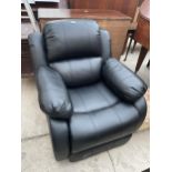 A MODERN DUNELM BLACK FAUX LEATHER RECLINER CHAIR