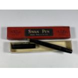 A VINTAGE BOXED SWAN 14CT YELLOW GOLD NIBBED FOUNTAIN PEN