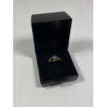 A 9CT YELLOW GOLD RING WITH CHIP DIAMOND SINGLE STONE, SIZE L/M