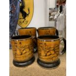 FOUR ARTHUR WOOD HUNTING THEMED TANKARDS