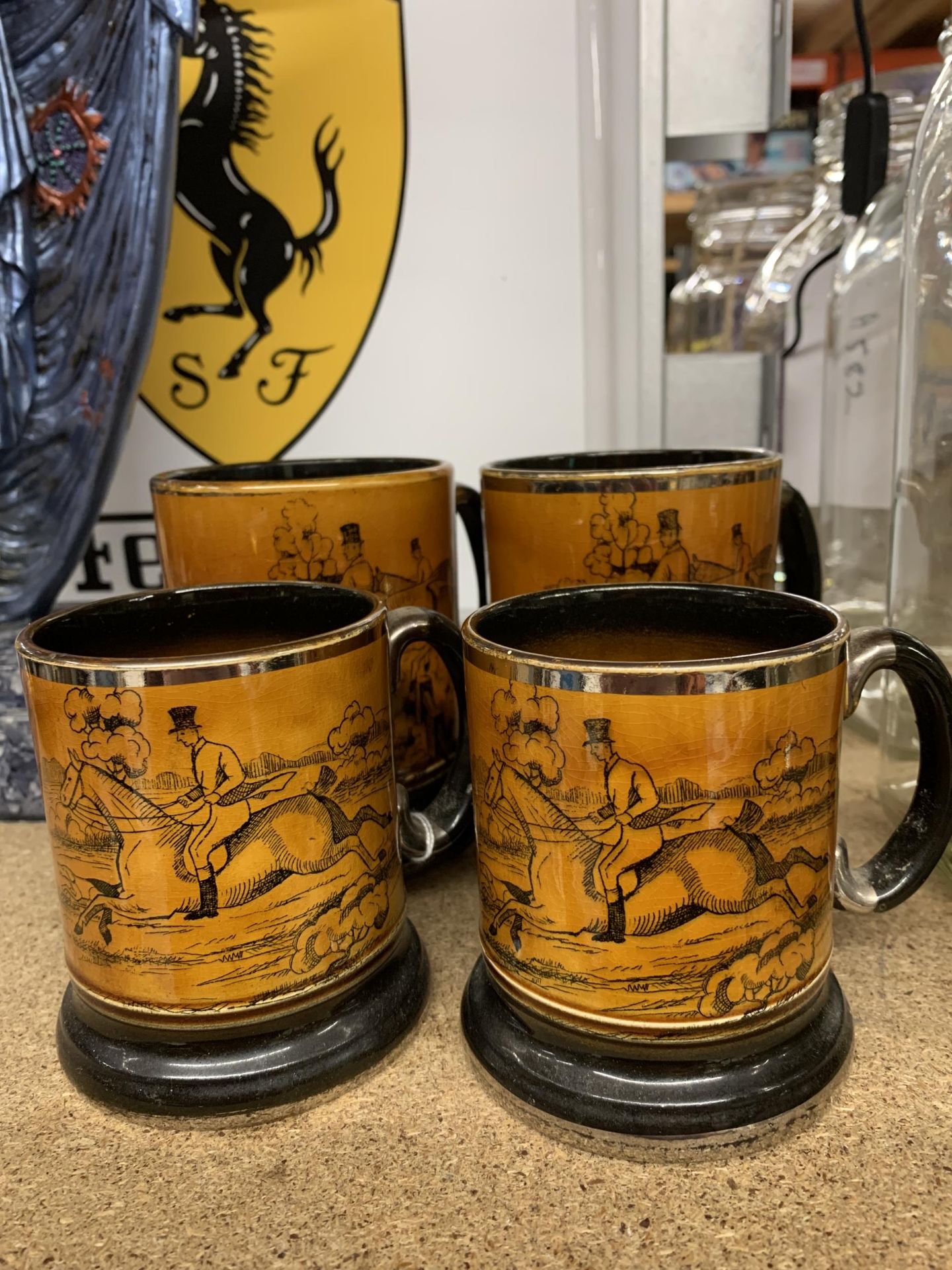 FOUR ARTHUR WOOD HUNTING THEMED TANKARDS