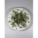 A POSSIBLY SITZENDORF 19TH CENTURY HARD PASTE PORCELAIN PLATE WITH FLORAL ENCRUSTED AND HAND PAINTED