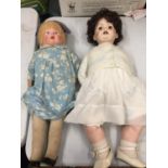 AN ANTIQUE JD KESTNER 260 ARTICULATED FEMALE DOLL (64 CM) TOGETHER WITH A FURTHER VINTAGE DOLL (59