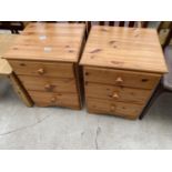 A PAIR OF MODERN PINE BEDSIDE CHESTS