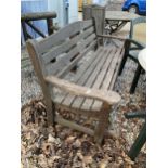 A VINTAGE WOODEN GARDEN BENCH (LENGTH 162CM)