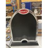 A CHROME BUGATTI STYLE RADIATOR ON A BASE HEIGHT 49CM