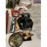 A MIXED LOT TO INCLUDE A NIKON F-801S AND KOROLL 24S VINTAGE CAMERAS, WRISTWATCHES, CABINET