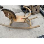 A VINTAGE WOODEN CHILDS ROCKING HORSE SEAT