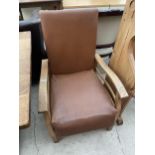 A 1950'S BEECH RECLINING CHAIR