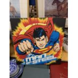 A 'SUPERMAN' MAN OF STEEL CANVAS PRINT 45CM X 45CM