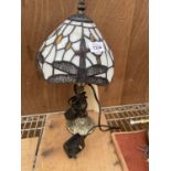 A RETRO TABLE LAMP WITH TIFFANY STYLE LAMP SHADE