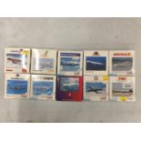 TEN ASSORTED HERPA BOXED AEROPLANE MODELS - SCALE 1:500