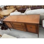 A RETRO TEAK 'COLLECTOR BY GOMME' SIDEBOARD ENCLOSING THREE DRAWERS AND TWO CUPBOARDS, 60" WIDE