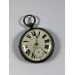 A HALLMARKED SILVER IMPROVED PATENT OPEN FACED POCKET WATCH (A/F)