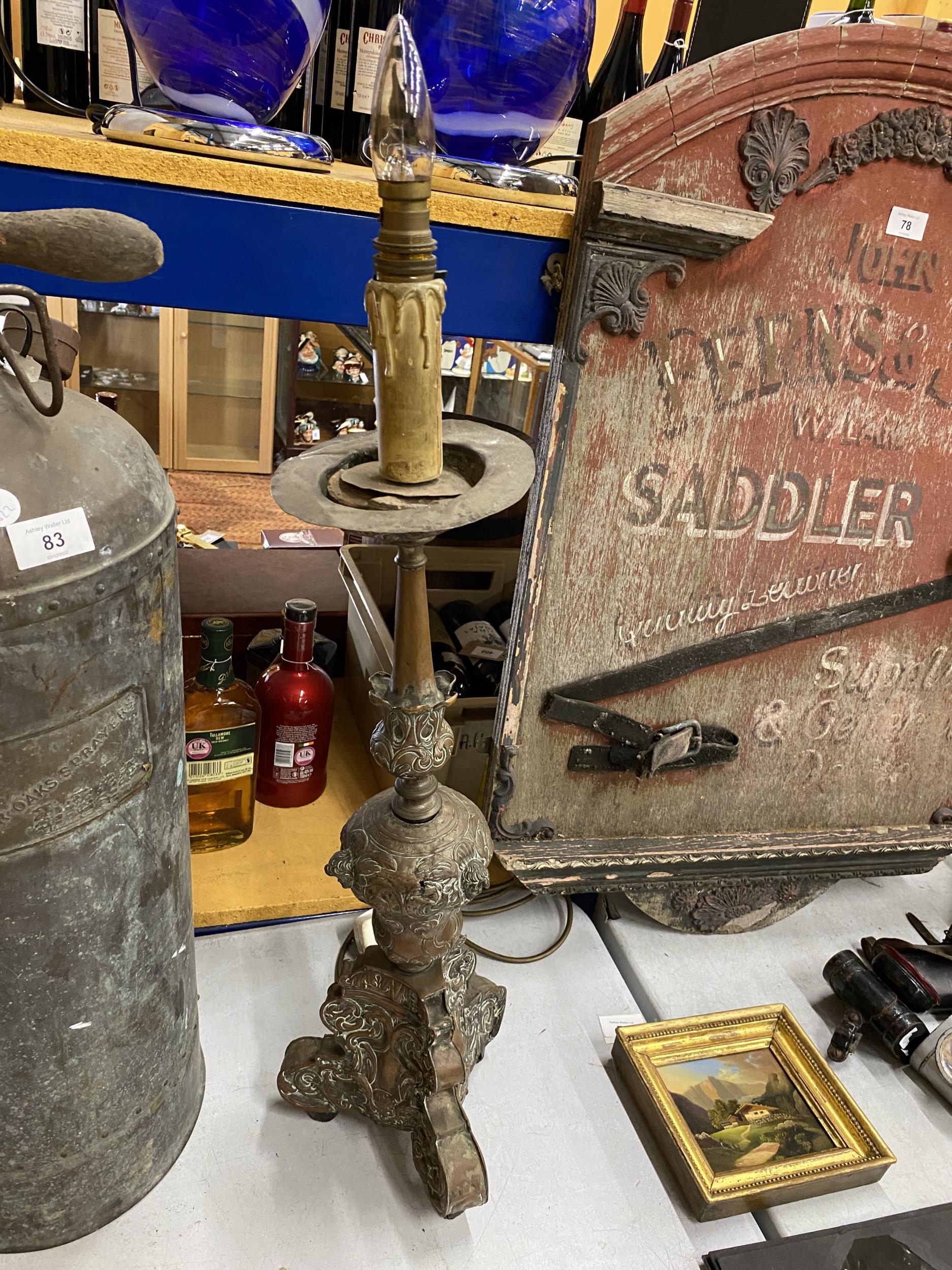 A VINTAGE COPPER LAMP BASE