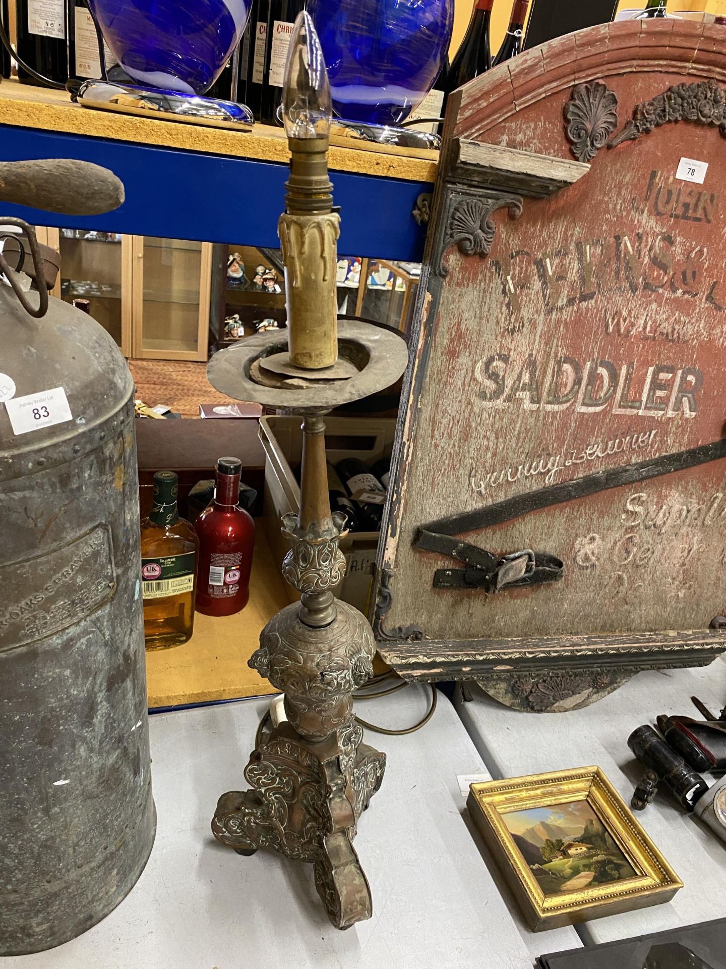 A VINTAGE COPPER LAMP BASE