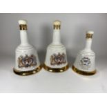 3 X 70CL BOTTLES - BELLS WHISKY DECANTERS - 2 X CHARLES & DIANA WEDDING & 1982 BIRTH OF PRINCE