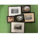 A QUANTITY OF VINTAGE FRAMED ENGRAVINGS TO INCLUDE, WELSH LANDSCAPES, ETC