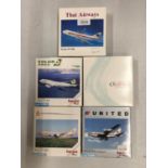 FIVE BOXED HERPA WINGS COLLECTION MODEL AEROPLANES - SCALE 1:500